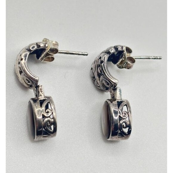 Abalone & Sterling Silver 925 Earrings With Intricate Design - Picture 4 of 12